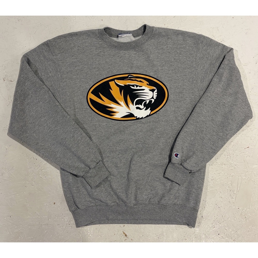 Vintage Champion Mizzou Missouri Tigers Crewneck Sweatshirt Mens Medium Gray